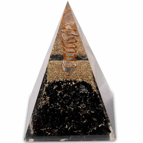 Piramida Orgonica 10 cm cu Turmalina Neagra - Cristal - Echilibrare Chakra - Generator de Energie Orgonita - Piramida Orgonita Nubiana pentru Protectie impotriva E-misiilor – Cristal Vindecator - Meditatie - Yoga