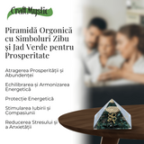 Piramida orgonica cu simboluri Zibu cu Jad verde - Prosperitate