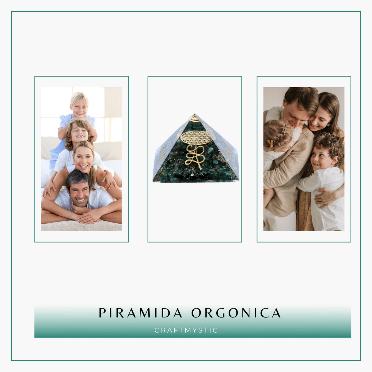 Piramida orgonica cu simboluri Zibu cu Jad verde - Prosperitate