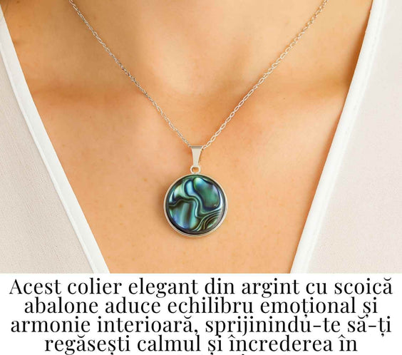 Armonie Interioara si Energie Oceanica – Colier Rotund cu Scoica Abalone si Argint 925
