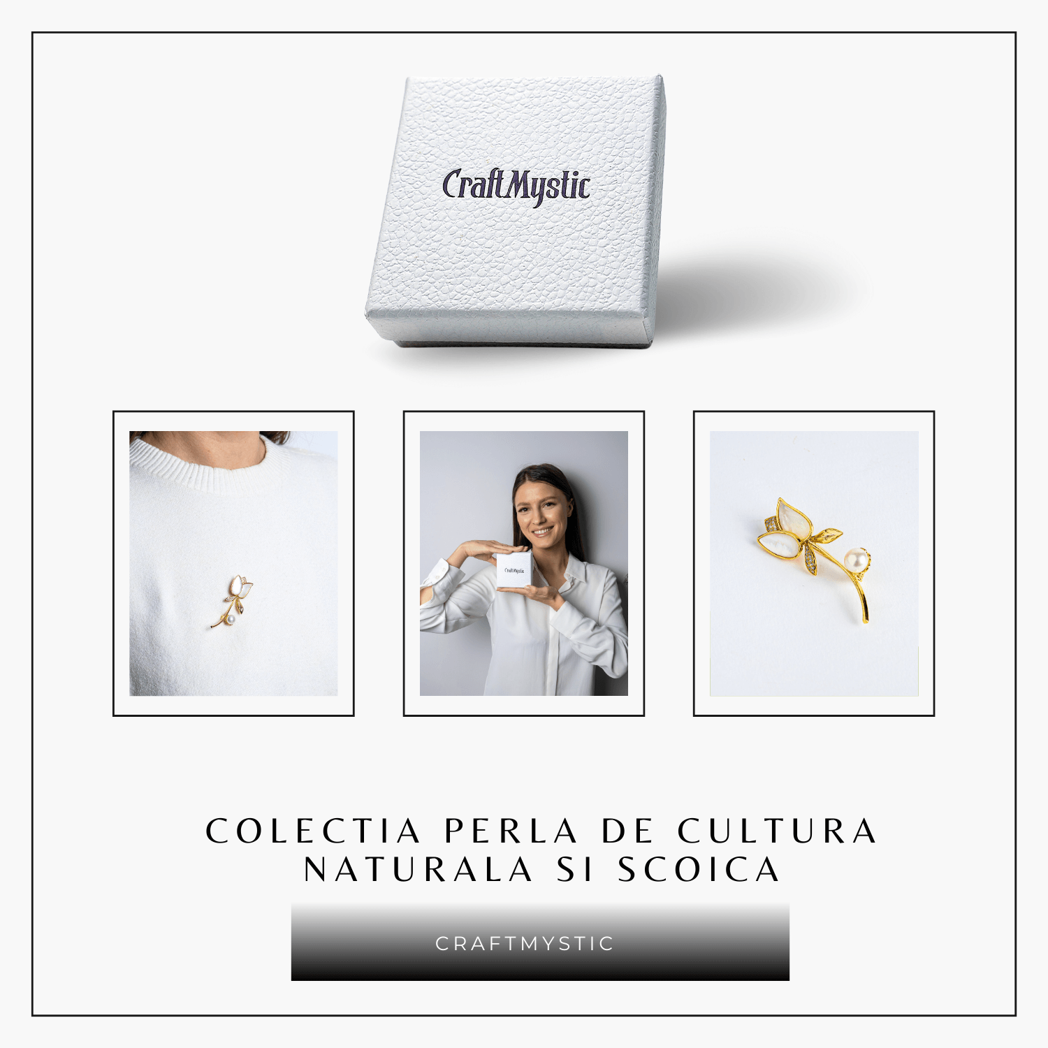 Raza de lumina – Brosa cu design floral cu perla si straluciri sidefate