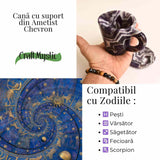 Cana din Ametist Chevron cu suport – Un ritual al rafinamentului spiritual