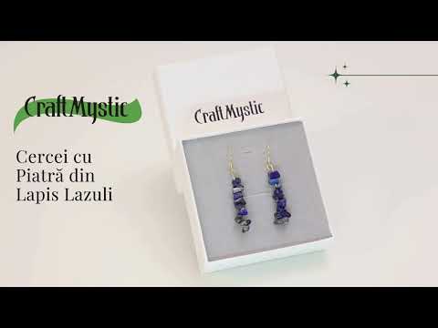 Cercei Lungi cu Pietre Semipretioase de Lapis Lazuli si Elemente din Alama, Bijuterii Aurii pentru Femei