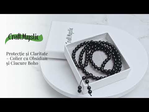 Protectie si Claritate – Colier Mala cu Obsidian si Ciucure Boho
