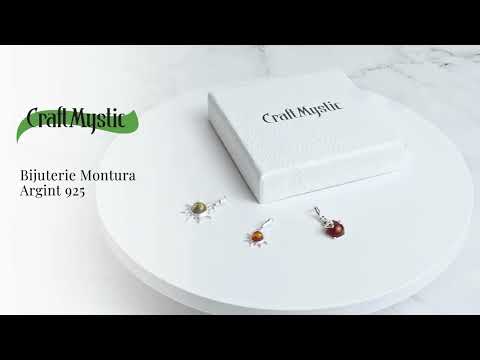Bijuterie montura argint 925 cu vibe pozitiv – Colier Buburuza norocoasa si chihlimbar natural