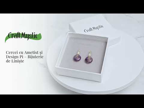 Bijuterie de Liniste – Cercei cu Ametist si design Pi
