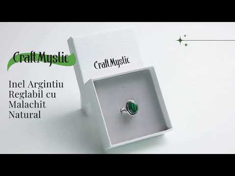 Inel Ajustabil Argintiu cu Malachit Natural