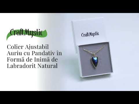 Colier Auriu Ajustabil cu Pandantiv Inima Labradorit Natural