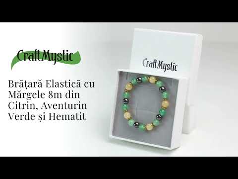Bratara Elastica Energetizanta cu Margele 8mm din Citrin, Aventurin Verde si Hematit - Armonie si Echilibru