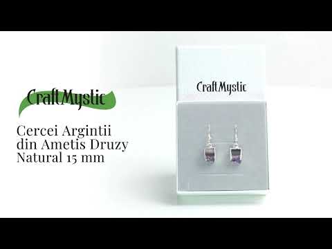 Cercei Argintii din Ametist Druzy Natural 15 mm