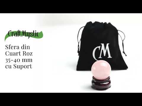 Sfera din Cuart Roz 35-40 mm cu Suport Inclus - Promoveaza Iubirea de Sine și Armonia