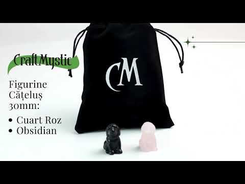 Figurina Artizanala 30mm Catelus din Cuart Roz