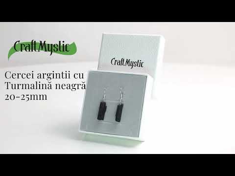 Cercei Argintii cu Turmalina Neagra Bruta 20-25mm