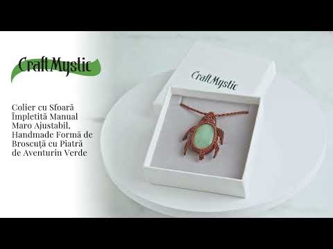 Colier Ajustabil Handmade cu Cristal de Aventurin Verde in Broscuta Impletita