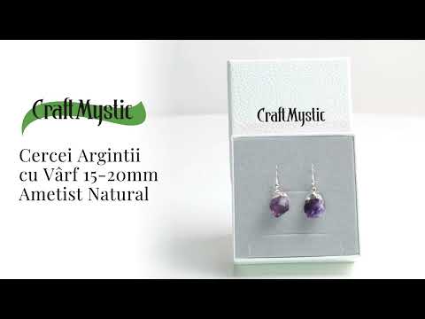 Cercei Argintii cu Varf de Ametist Natural 15-20mm