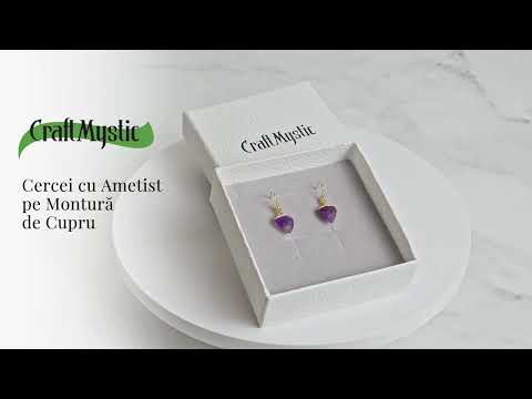 Cercei Aurii Eleganti cu Ametist Natural Fatetat – Eleganta si Protectie