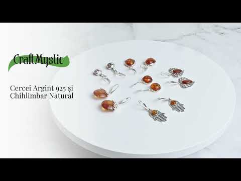 Bijuterie cu suflet – Cercei cu chihlimbar in montura romantica argint 925