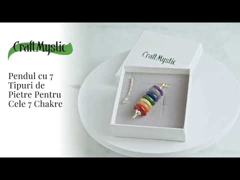 Pendul cu 7 Inele si Pietre Naturale – Echilibru si Vindecare Chakre