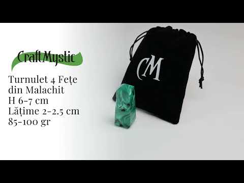 Turnulet 4 fete din Malachit H = 6-7 cm latime 2-2.5 cm 85-100 gr - Concentrare Energetica și Protectie