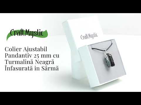 Colier Ajustabil cu Pandantiv din Turmalina Neagra Infasurata in Sarma, 25mm