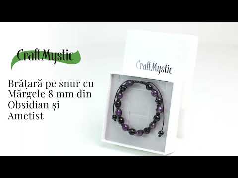 Bratara Reglabila cu Obsidian si Ametist 8mm - Protectie si Liniste Interioara