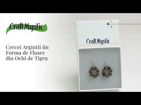 Cercei Argintii in Forma de Floare cu Ochi de Tigru - Sporirea Curajului si Claritatii Mentale