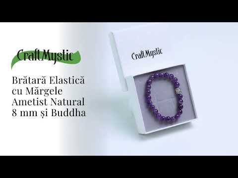 Bratara Reiki Ametist Natural 8mm cu Accesoriu Buddha