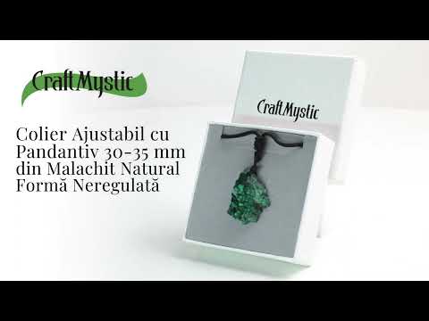 Colier Ajustabil cu Pandantiv din Malachit Natural, Forma Neregulata, 30-35mm