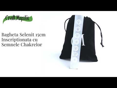 Bagheta de Selenit 15x2.5 cm cu Semnele Chakrelor - Curatare si Incarcare Cristale