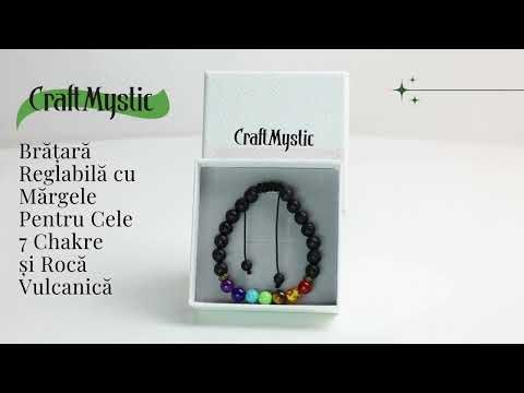 Bratara Reglabila cu Margele 8mm pentru Cele 7 Chakre si Roca Vulcanica