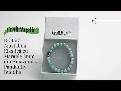 Bratara Elastica cu Margele 8mm din Amazonit Natural si Pandantiv Buddha