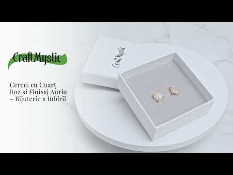 Bijuterie a Iubirii – Cercei cu Cuart Roz si Finisaj Auriu