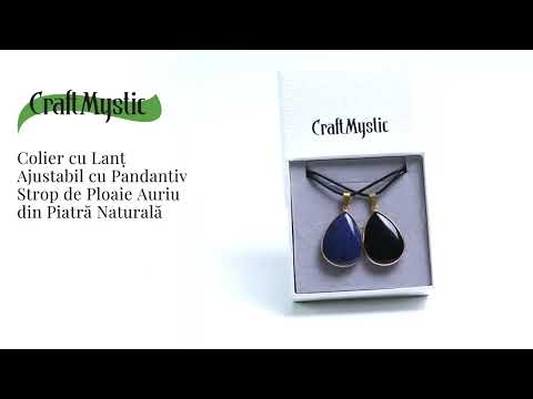 Colier ajustabil cu pandantiv strop de ploaie auriu Obsidian - Protectie si Claritate