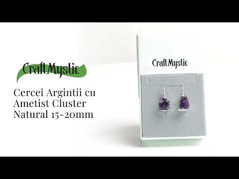Cercei Argintii cu Ametist Cluster Natural 20-25mm, Forma Neregulata