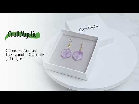 Claritate si Liniste – Cercei cu Ametist Hexagonal