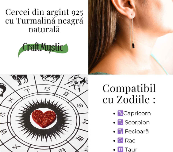 Cercei lungi din argint 925 cu turmalina neagra – Eleganta protectoare
