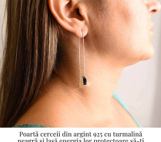 Cercei lungi din argint 925 cu turmalina neagra – Eleganta protectoare