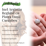 Inel Argintiu Ajustabil cu Piatra Lunii Curcubeu