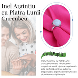 Inel Argintiu Ajustabil cu Piatra Lunii Curcubeu