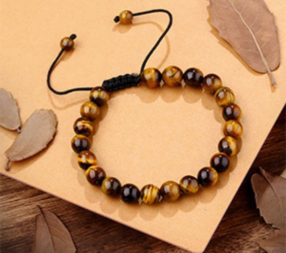 Set 2 bratari reglabile din piatra naturala ochi de tigru si piatra de lava neagra 8mm - Bratara vindecatoare, aromaterapie, difuzor de uleiuri esentiale