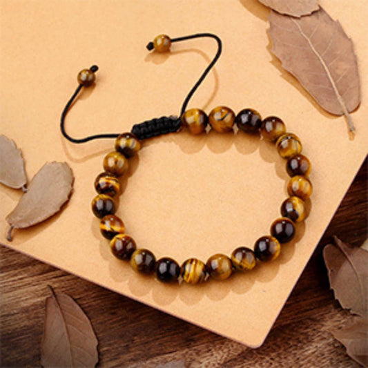 Set 2 bratari reglabile din piatra naturala ochi de tigru si piatra de lava neagra 8mm - Bratara vindecatoare, aromaterapie, difuzor de uleiuri esentiale