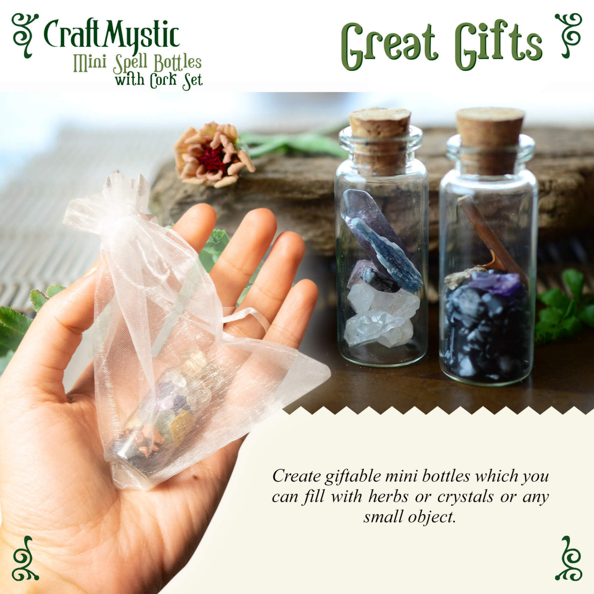 Set 60 de sticlute cu dop de pluta - Sticle miniatura cu capace si accesorii  - Mini borcane din sticla transparenta – Mini sticlute decorative pentru nunti, botezuri, potiuni, proiecte craft DIY