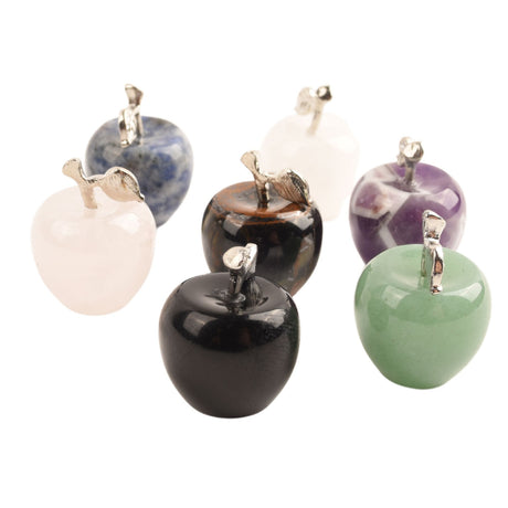 Set 7 mere din cristale naturale vindecatoare si pietre semipretioase Merele simbolizeaza pace, siguranta, sanatate si longevitate - pentru meditatie, spiritualitate, decor Feng Shui