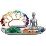 Set accesorii pentru meditatie spirituala cu 7 pietre semipretioase chakra, figurina yoga si bratara - Decor Feng Shui, ideal pentru o stare de liniste si relaxare