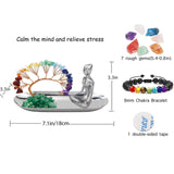 Set accesorii pentru meditatie spirituala cu 7 pietre semipretioase chakra, figurina yoga si bratara - Decor Feng Shui, ideal pentru o stare de liniste si relaxare