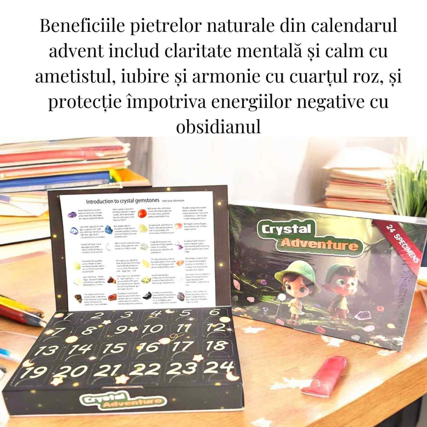 Calendar Advent cu Pietre Naturale tematica Aventura – Bucurie si Magie intr-un set
