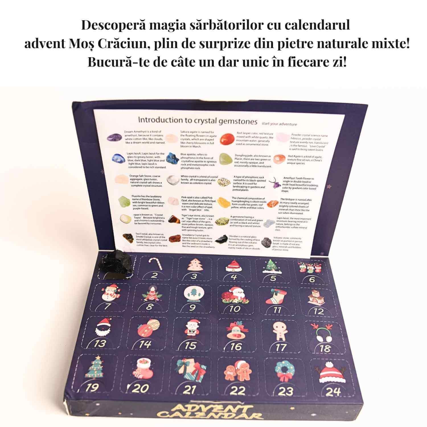 Calendar Advent cu Pietre Naturale – Bucurie si Magie de Craciun