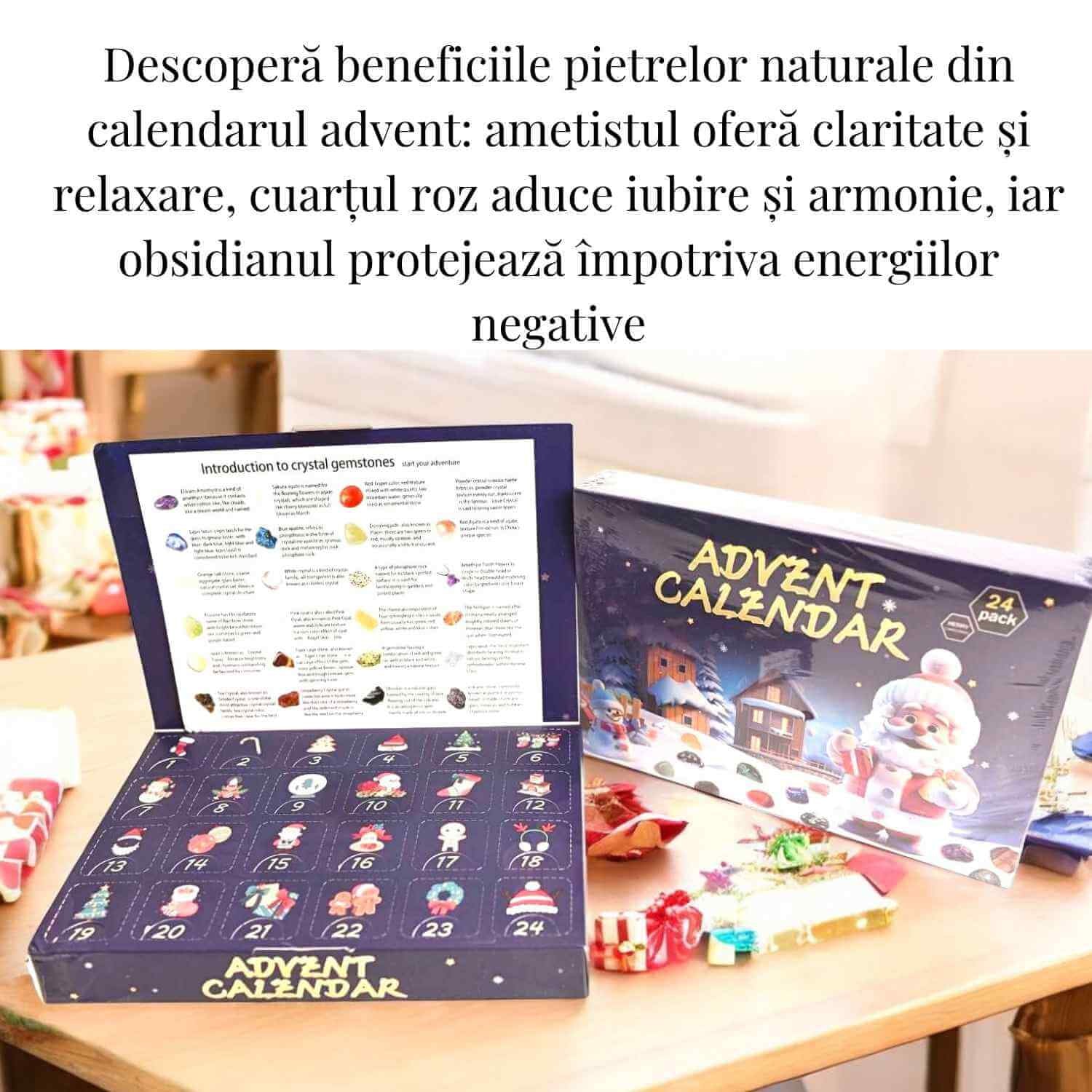 Calendar Advent cu Pietre Naturale – Bucurie si Magie de Craciun