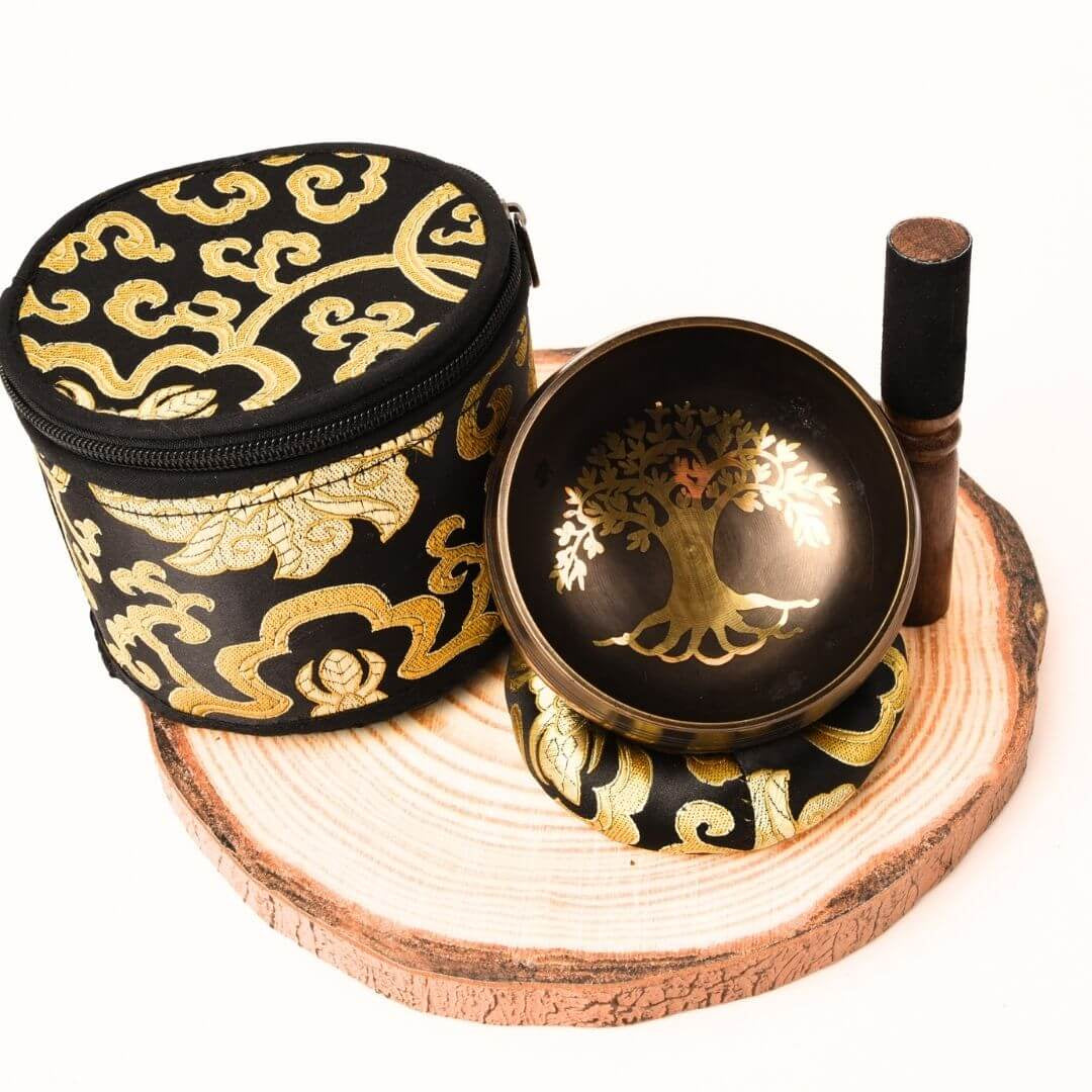 Bol Tibetan Cantator 9.5 cm model arborele vietii Setul complet pentru meditatie si vindecare Relaxare profunda si echilibru energetic