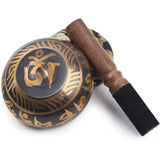 Set Bol Tibetan cantator prelucrat manual la poalele muntelui Himalaya - un percutor cu doua capete din lemn si piele, si o perna cusuta manual – ideal pentru energizare, purificare si meditatie